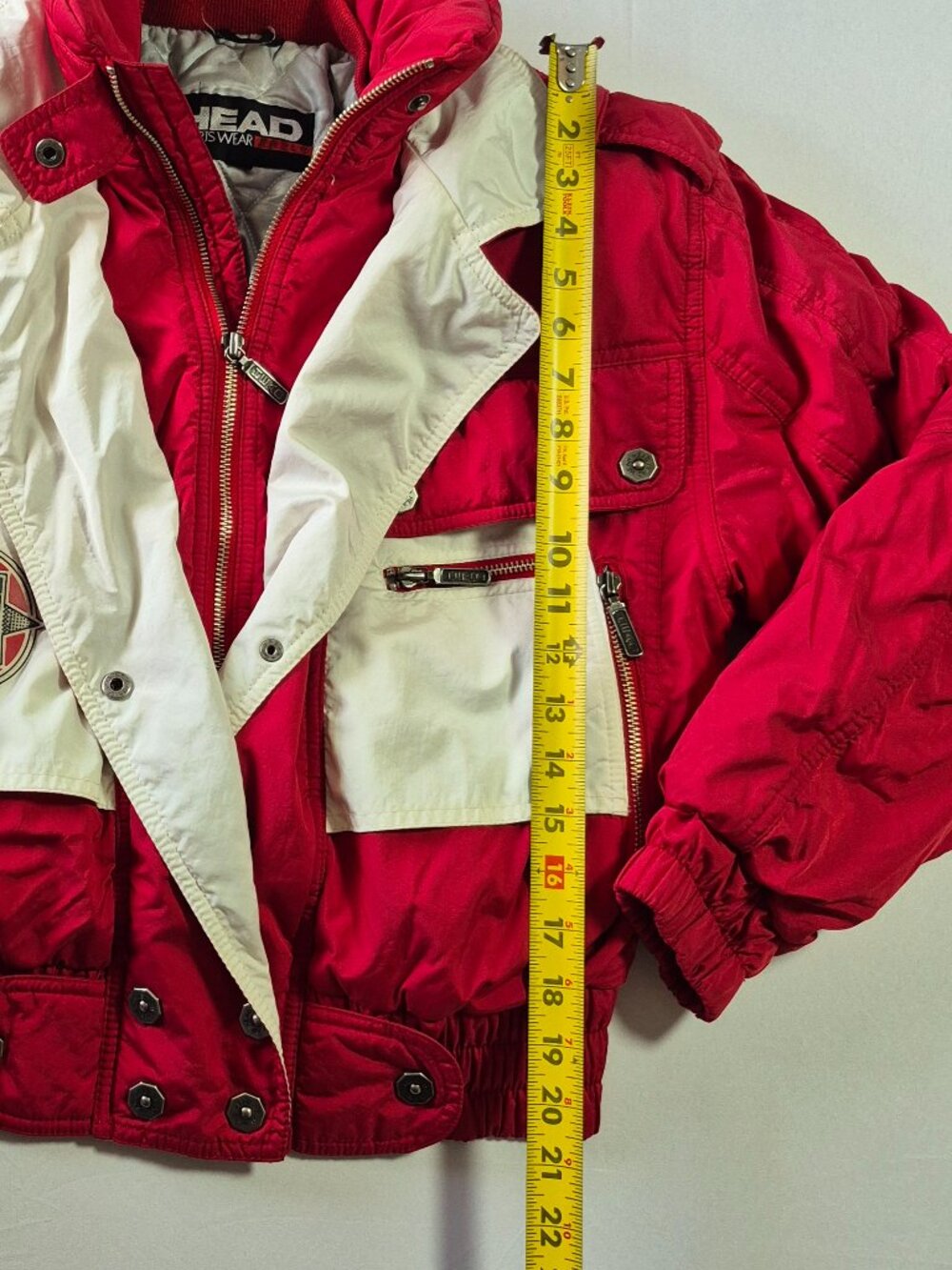 Vintage HEAD Sportswear Red White SKi Jacket Ladies 4 Made Hong Kong Retro Coat - Picture 9 of 11